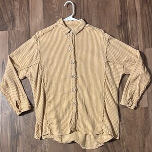 We The Free Mustard and Cream Striped Top